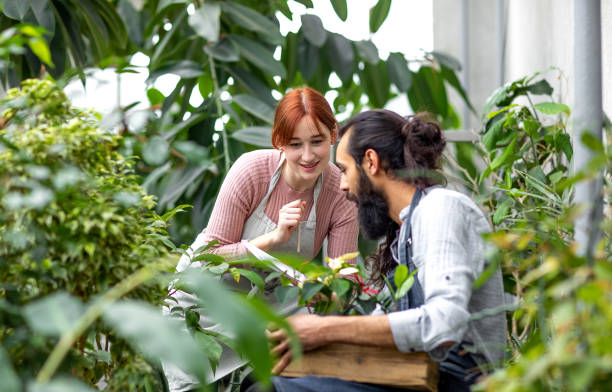 istock Two People working at the botanical garden 1210523990