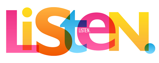 LISTEN colorful vector concept word typography banner
