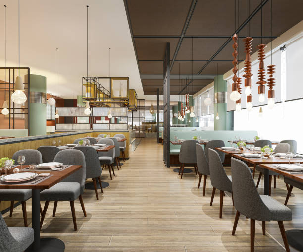 istock 3d rendering loft and luxury hotel reception and vintage cafe lounge restaurant 1210535220