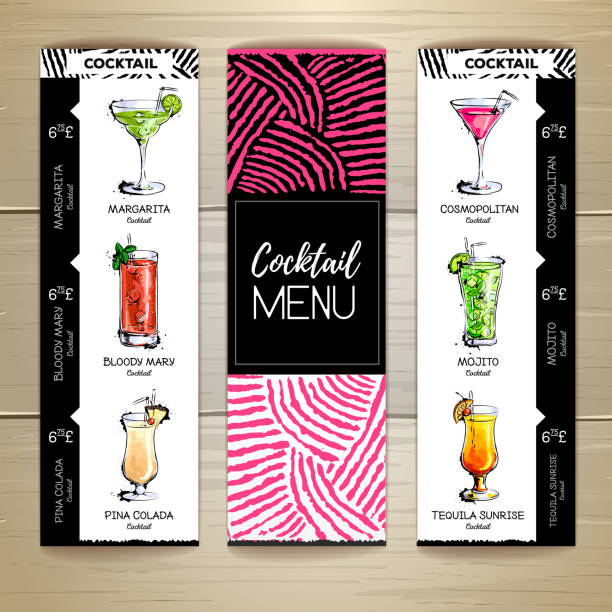 illustrations, cliparts, dessins animés et icônes de conception de menu de cocktail - mai tai