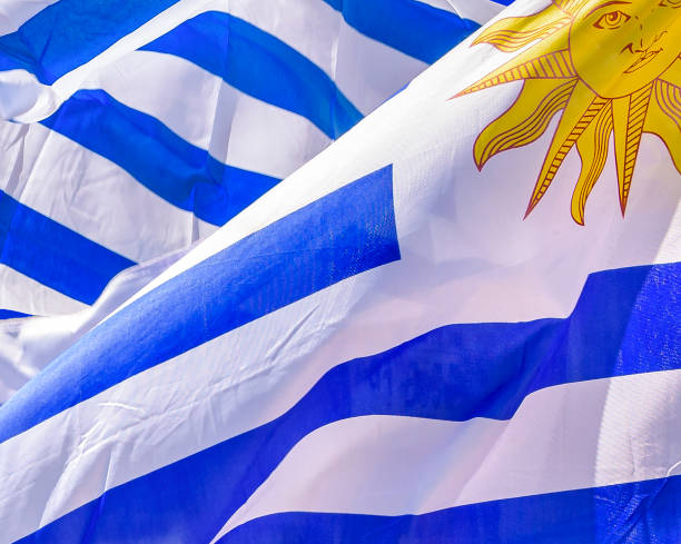 istock Uruguay Flags Close Up Detail 1210541483