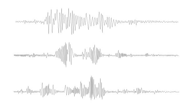 abstrakte analyse und equalizer, seismograph aufzeichnung der seismischen aktivität eines erdbebens. - erdbeben stock-grafiken, -clipart, -cartoons und -symbole