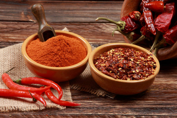 istock Chili or Chilli Fresh Dried Chopped and Powder 1210543954