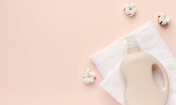 istock Bottle with detergent from natural ingredients on bath towel 1210549647