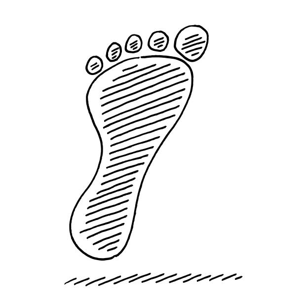 Human Footprint Symbol Drawing Hand-drawn vector drawing of a Human Footprint Symbol. Black-and-White sketch on a transparent background (.eps-file). Included files are EPS (v10) and Hi-Res JPG. co2 drawings stock illustrations