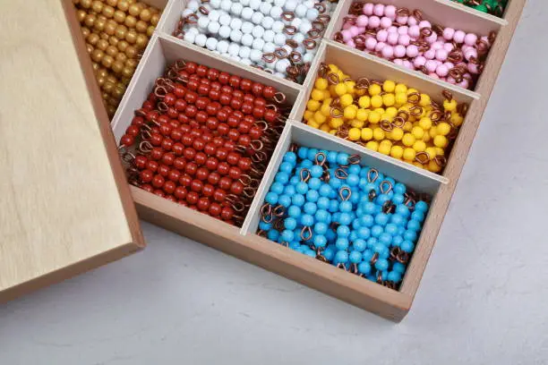 Photo of stairs made of colored beads