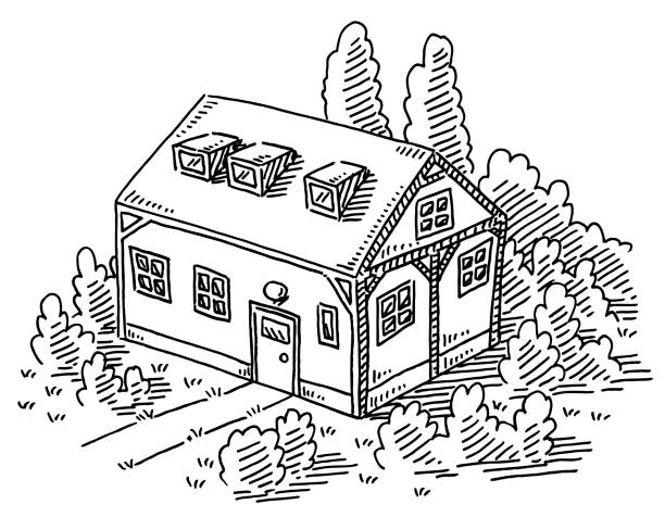 illustrations, cliparts, dessins animés et icônes de dessin de maison minuscule - detached house illustrations