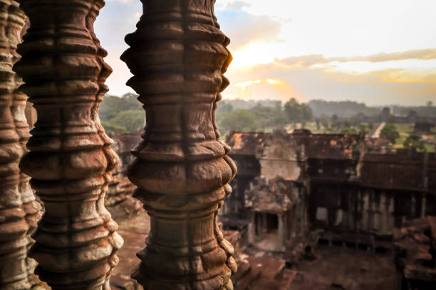 ancient Temples of Angkor Wat at sunset