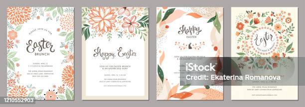 Floral Easter Templates01 Stock Illustration - Download Image Now - Flower, Springtime, Easter