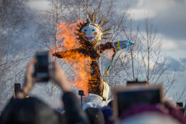 Burning of an effigy at the national Russian spring festival "Maslenitsa".
