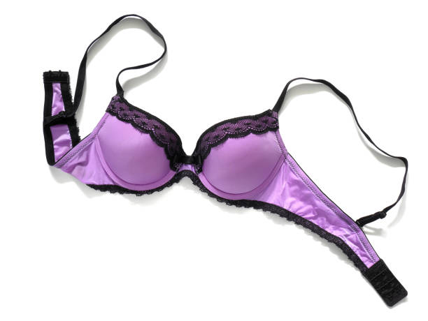 istock Purple bra with black lace 1210555655