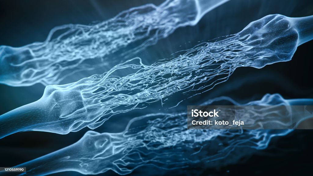 Neuron Synapse Hologram Stock Photo - Download Image Now