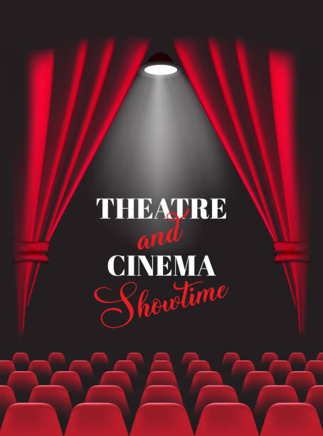 the theater and cinema Background with red theatre curtain. Vector illustration audience backgrounds stock illustrations