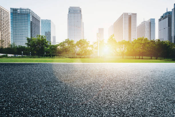 istock modern buildings and empty pavement in china 1210565305