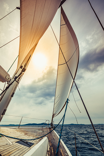 View from the deck of a sail yacht