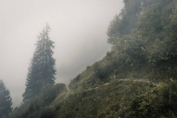 istock Hiker in the fog 1210573622