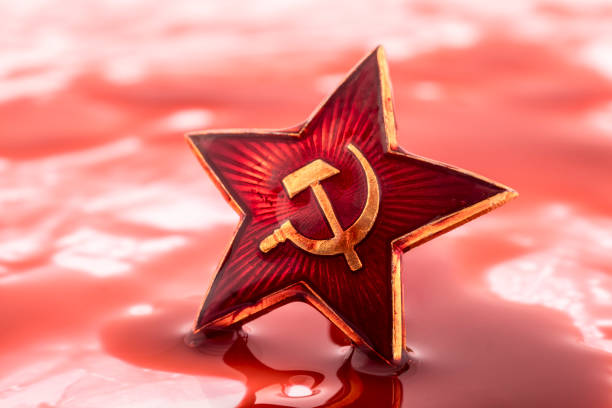 Soviet red star badge in blood Soviet red star badge in blood former soviet union stock pictures, royalty-free photos & images