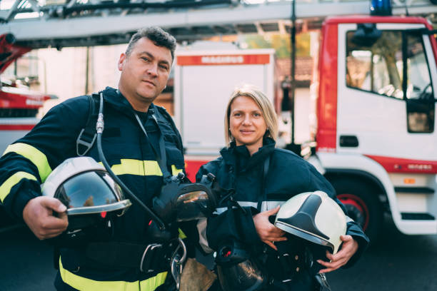 istock Portrait of colleagues firefighters 1210578180