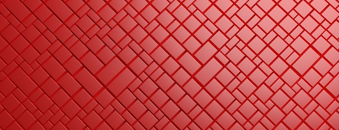 Paving tiles square and rectangular shape pattern, red color, abstract seamless background texture, banner. Template for cobblestone pathway