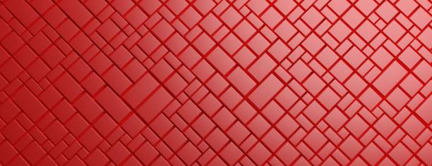 azulejos de pavimentação quadrado e padrão de forma retangular, fundo de cor vermelha - red tile - fotografias e filmes do acervo