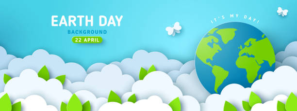 ilustraciones, imágenes clip art, dibujos animados e iconos de stock de tarjeta del día de la tierra con globo terráqueo - earth day