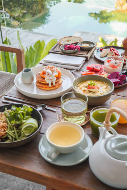 istock Breakfast Table with variety of dishes 1210588051
