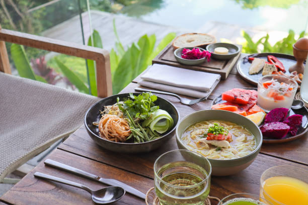 istock Breakfast Table with variety of dishes 1210588052