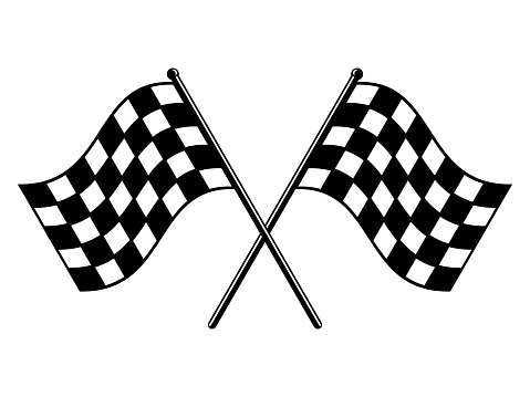 Motorsport or auto racing symbol on white background. Final lap race. Vector illustration, flat style, clip art.