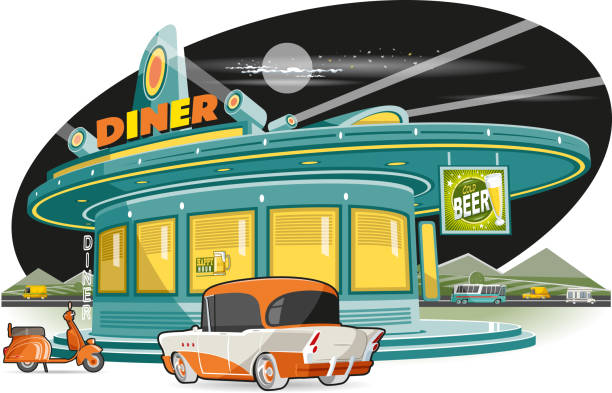 illustrazioni stock, clip art, cartoni animati e icone di tendenza di commensale intercity - dining burger outdoors restaurant