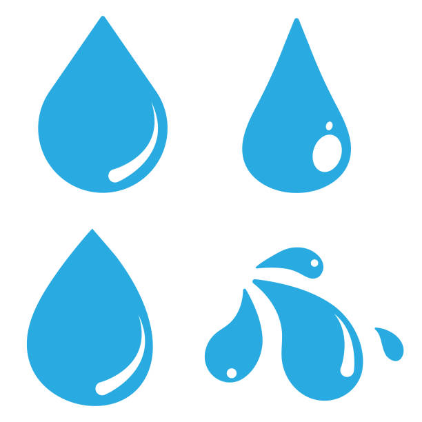 illustrazioni stock, clip art, cartoni animati e icone di tendenza di icona goccia d'acqua imposta il design vettoriale su sfondo bianco. - scodella immagine