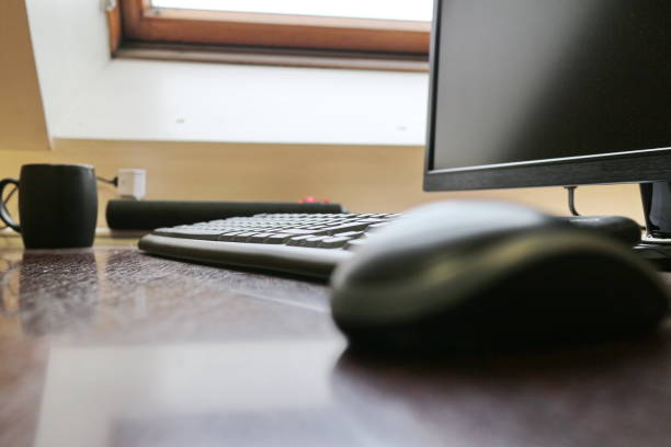 istock black keyboard on the office desk. 1210589765