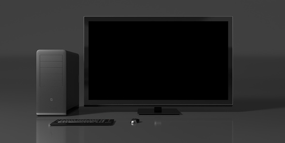 Computer Blac Image Black Computer On A Black Background Stock Photo - Download Image Now ...