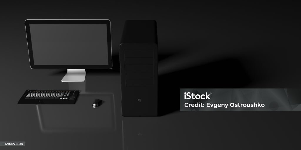 Computer Black Black Computer On A Black Background Stock Photo - Download Image Now ...