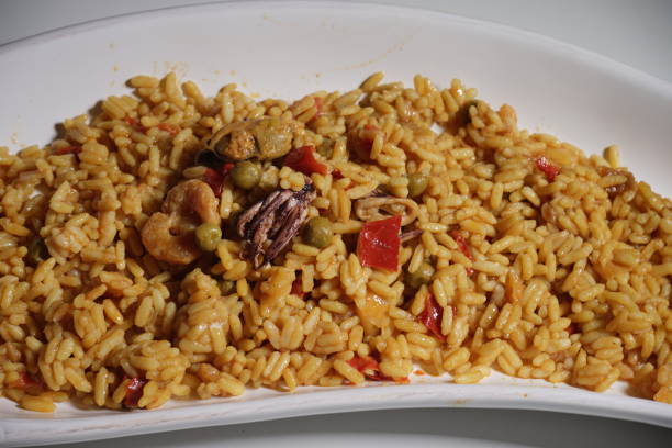 istock Rice with seafood and vegetables 1210593020