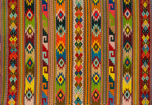 istock Colourful woven Mexican wool rugs 1210595863