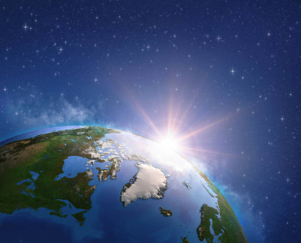 istock Sun shining over Arctic, Greenland and Canada from space 1210598789