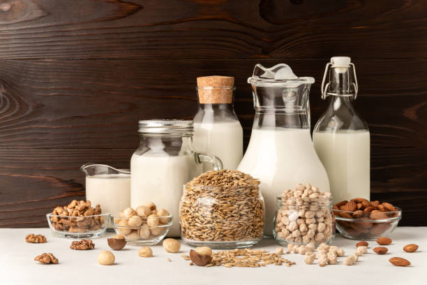 istock Different types of lactose-free vegetarian dairy products. Proper nutrition concept. 1210599000