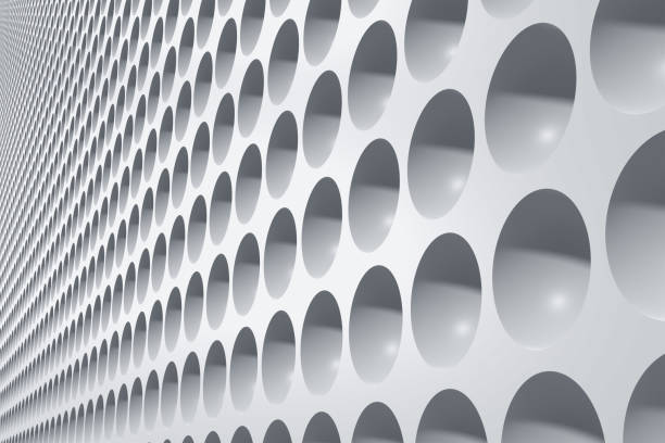 istock Industrial building exterior front wall decorated with round niches 1210601633
