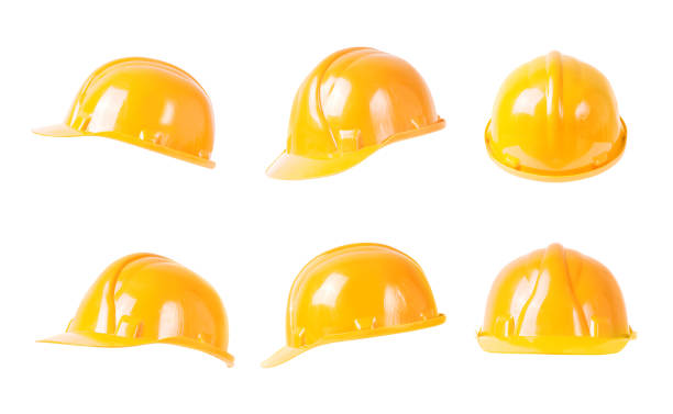 istock Set of protective safety helmet hard hats isolated on white 1210607727