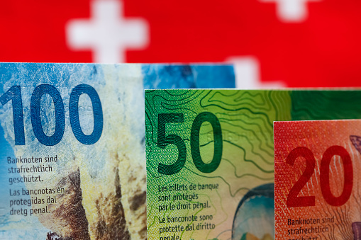 Here are three Swiss banknotes of various denominations. These new banknotes are the eighth series of banknotes which were introduced between 2016 and 2019.