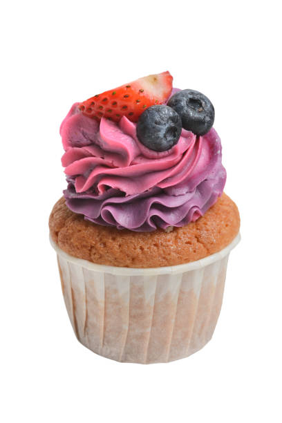 istock Cream cake with fresh berries and fruit. Isolated on a white background close-up 1210611532