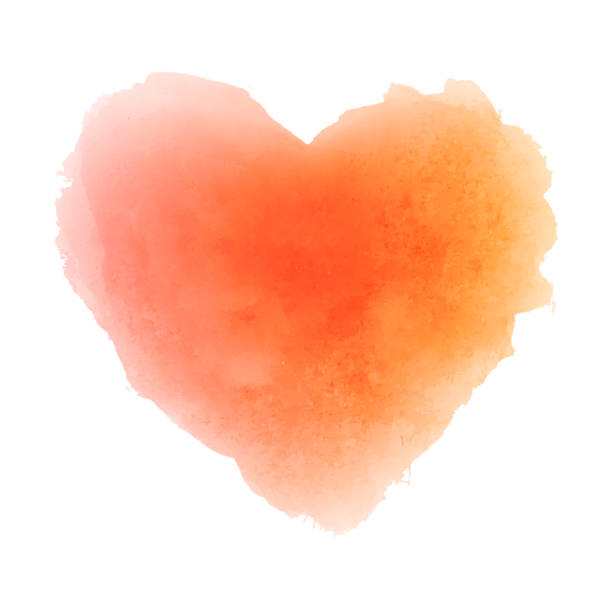 istock Watercolor orange hand drawn paper texture isolated heart shaped stain on white background for valentines day or autumn design. Abstract vector illustration. Grunge styled wet brush romantic painting. 1210612378