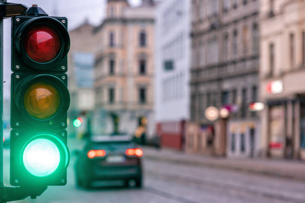 istock A city crossing with a semaphore. Green light in semaphore 1210612456