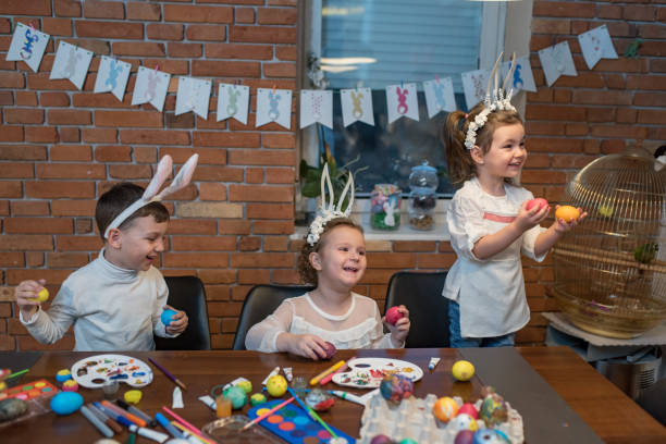 istock Excited children during Easter holiday at home 1210612872