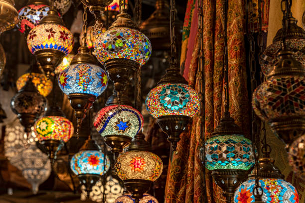 istock Turkish or Moroccan glass tea light hanging lantern 1210619884