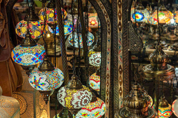 istock Turkish or Moroccan glass tea light hanging lantern 1210620641