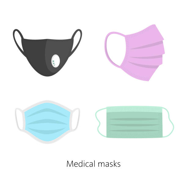 一套安全呼吸口罩，呼吸醫療呼吸口罩。 - 防護口罩 插圖 幅插畫檔、美工圖案、卡通及圖標
