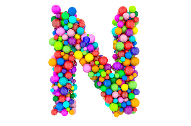 istock Letter N from colored balls, 3D rendering isolated on white background 1210621022