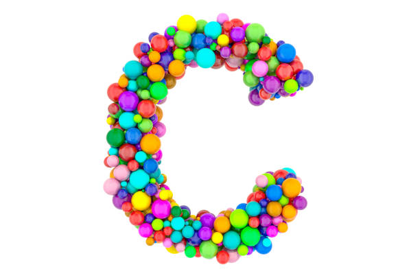 istock Letter C from colored balls, 3D rendering isolated on white background 1210621023
