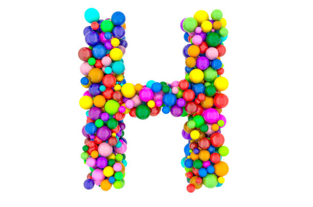 istock Letter H from colored balls, 3D rendering isolated on white background 1210621075